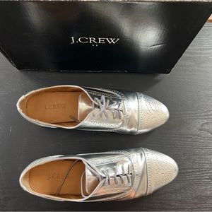 Oxfords Mirror Metallic Silver,  J.Crew. Perfect Holiday Flats!